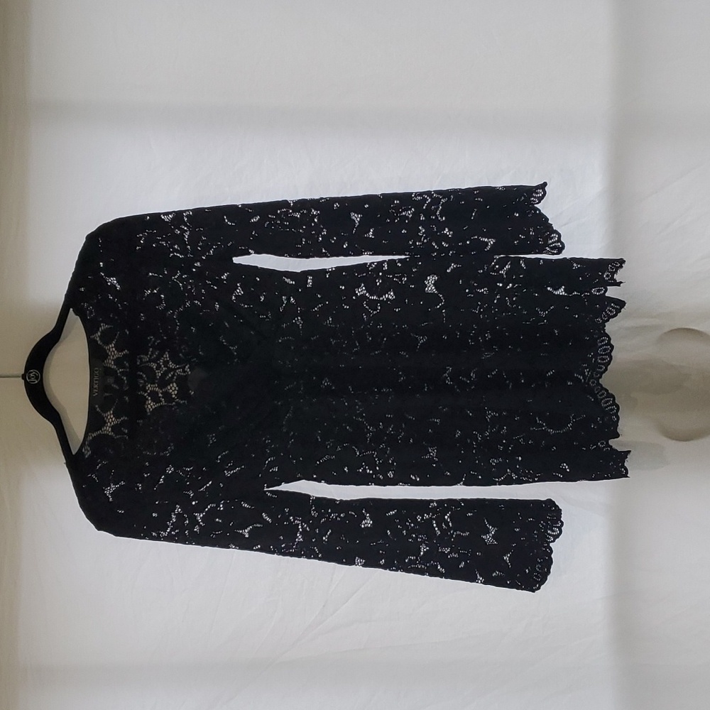 Vertigo Black Longsleeve Lace Cover Up